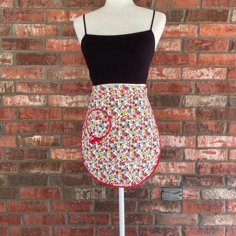 vintage calico country floral half apron